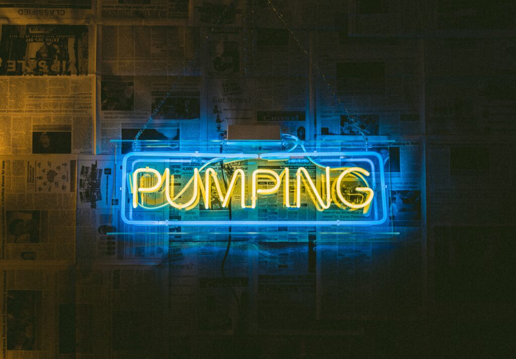 pumping in neon lights