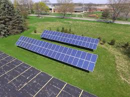 solar panels in a garden
