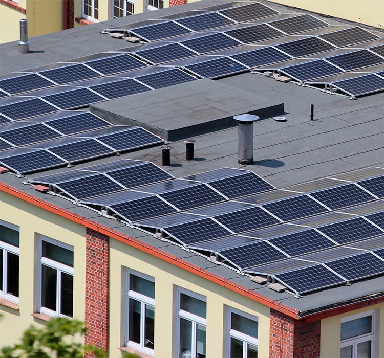 Solar panels on a flat roof (flat roof solar panels)