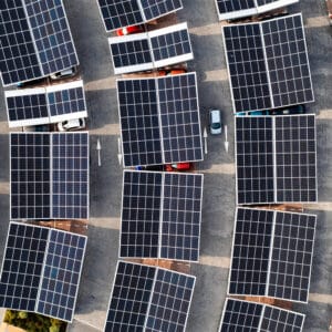 Commercial solar carports with cars under